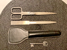 Scissors and letter knife set in leather pouch German Solingen Lerche