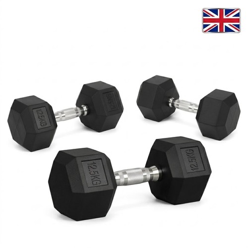 Hex dumbbells cast iron - iron, rubber