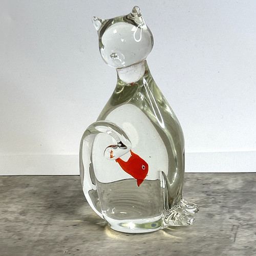 Vintage art glass cat - cat, ornament