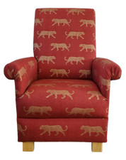 Fryetts Leopards Fabric Adult Chair Armchair Gold Orange Indigo Blue Teal Green