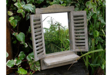 Wooden Garden Mirror Rustic