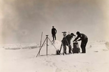 Members of the expedition with surveying equipment  4x6 photo 