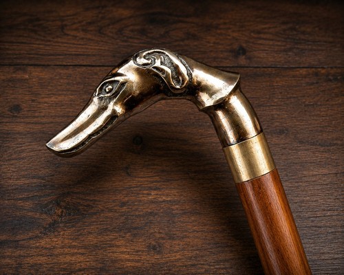 Handcrafted wooden cane with - wooden,