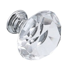 VDL 30mm Crystal Door Knobs Diamond Round Cabinet Cupboard Drawer Handle