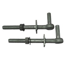 Galvanised Field Gate Hook to Bolts X2 8" - 18" (Welded Washer Hinge Hanger)