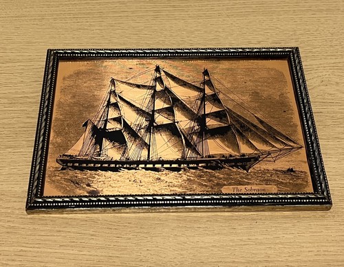 Copper etched framed picture - copper,