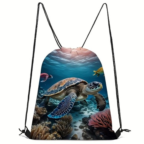 Sea turtle print - print, drawstring