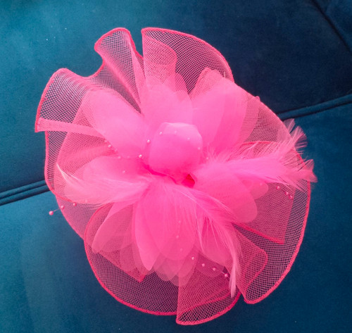 Pink mesh flower - flower, fascinator