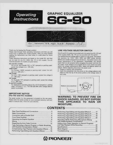 Pioneer stereo graphic - pioneer, sg-90