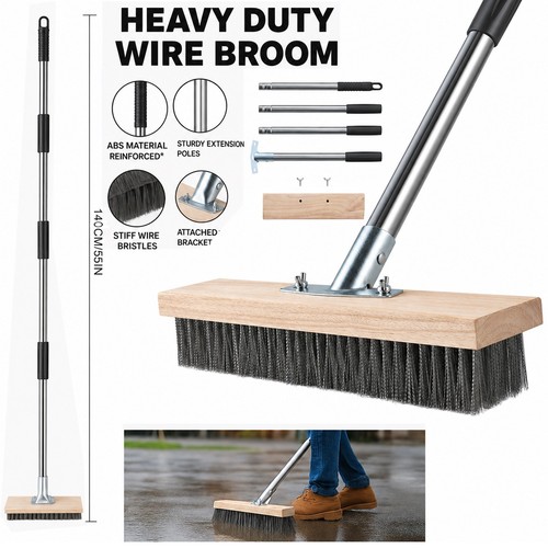 Wire broom brush sweeper - 55",