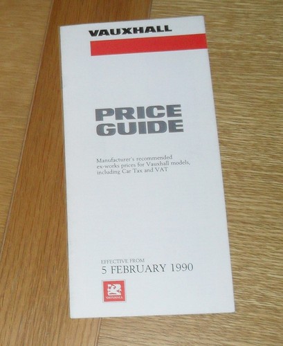 Vauxhall price guide - vauxhall, 1990