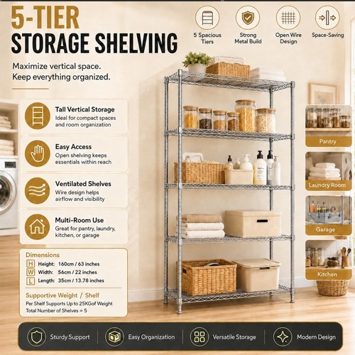 Tier metal storage rack - 5,