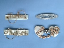 x4 Vintage Jewellery Mizpah + Mother Brooches mother of pearl silver gold wire