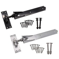 Adjustable Gate Hinges Heavy Duty Hook & Band 14"-48" Galvanised / Black Hinges