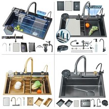 Smart Kitchen Sink Stainless Steel Single Bowl Sink Drop in Workstation Bar Sink