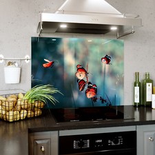 Glass Splashback Kitchen Tile Cooker Panel ANY SIZE Butterflies Photo Motion