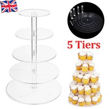 Clear Acrylic Round Cupcake Stand Display Wedding Party 5 Tier Cup Cake Holder