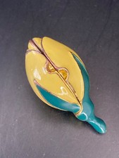 YELLOW ROSEBUD ENAMELLED TRINKET BOX FOR FABERGE REPLICA EGG