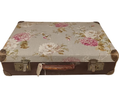 Vintage floral suitcase with - vintage,