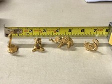 Vintage Metal (Brass) Duck Teddy Bear Elephant Swan Approx. 1" Good Condition