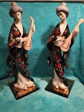 Casades Figures x 2  VINTAGE RARE Geisha Japanese Oriental Women Music