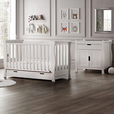 Puggle Prestbury Sleigh 5pc Nursery Furniture Set with Drawer & Mattress -White