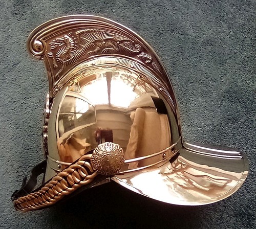 Fireman helmet with - helmet, leather