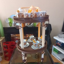 Vintage Rare French Child's Toy Tea Trolley Jouets Berchet Miss Petticoat