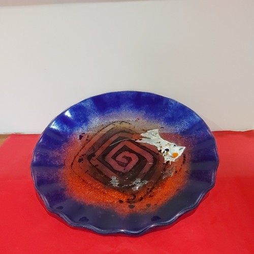 Studio art glass round - glass, 10.5"
