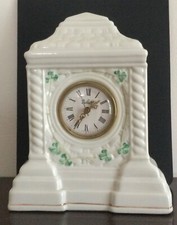 Belleek Cashel Clock with Shamrocks - creamy Parian China