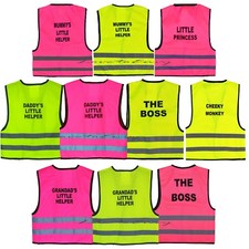 HI VIZ KIDS BOYS GIRLS BABY FLUORESCENT PRINTED OUTDOOR SAFETY VEST WAISTCOAT.