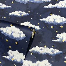 Navy Star Clouds Wallpaper