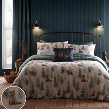 Duvet Cover Bedding Set Bear Walks 100% Brushed Cotton Dreams & Drapes Natural
