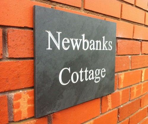 Engraved slate house sign - slate,
