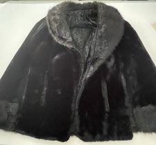 Vintage 1960's Regina Glenara By Glenoit Black Faux Fur Shawl Collar Wrap