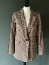 NEW LOOK Brown Heritage Check Fully Lined Hacking Jacket/Blazer Size 10 BNWT