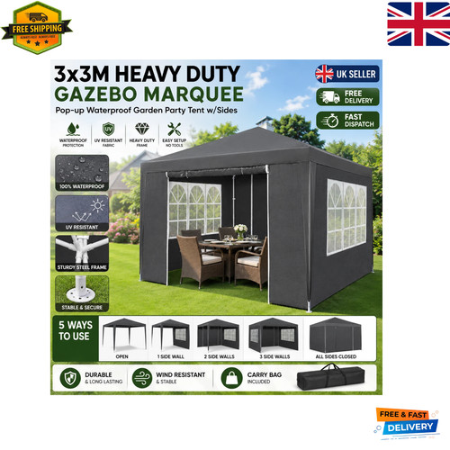 3x3m heavy duty gazebo marquee - 3x3m,