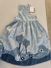 Stella McCartney Summer Dress 6yr Blue Tones With A Guitar Trees And Flowers 