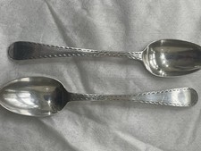 Hester Bateman 2 Silver Bright Cut Teaspoons  1785 Good Condition For Age 30.30g