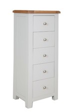Chest Drawers Oak Pine Slim Tallboy Solid Dorset French Grey Fully Assembled