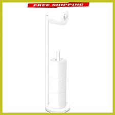 Space-Saving Toilet Paper Roll Holder Stand - Elegant White, Easy Installation