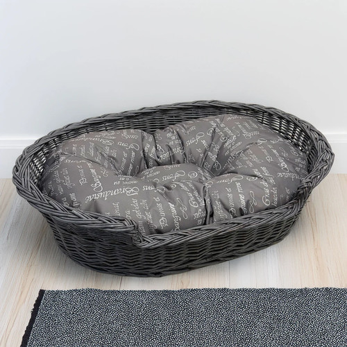 Wicker dog basket with pattern - basket,