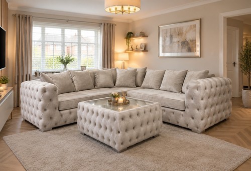 Large white chesterfield sofa - white,
