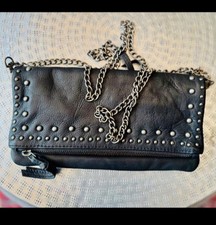 Zadig and Voltaire Rock Clutch Bag with Silver Chain In Black