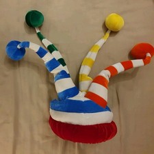 Elope Court Jester Hat Rainbow Pom Pom Plush Costume Cosplay Clown Fancy Dress