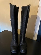 FLY London Soft Black Leather Wedge  Long Knee High Boots  EU 40 / UK  6.5