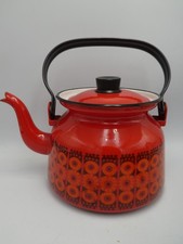 VINTAGE FINEL KAJ FRANCK DAISY RED ENAMEL COFFEE POT TEAPOT VINTAGE  MID CENTURY