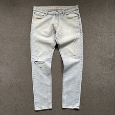 Ralph Lauren RRL Double RL Ripped Light Wash Denim Jeans Distressed Slim 36”