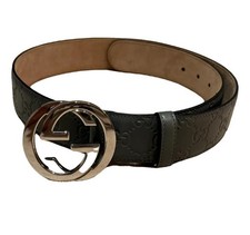 Gucci Blue Grey Leather Belt