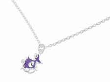 Purple Punky Fish Pendant Necklace, 925 Silver Chain Jewelry for Women